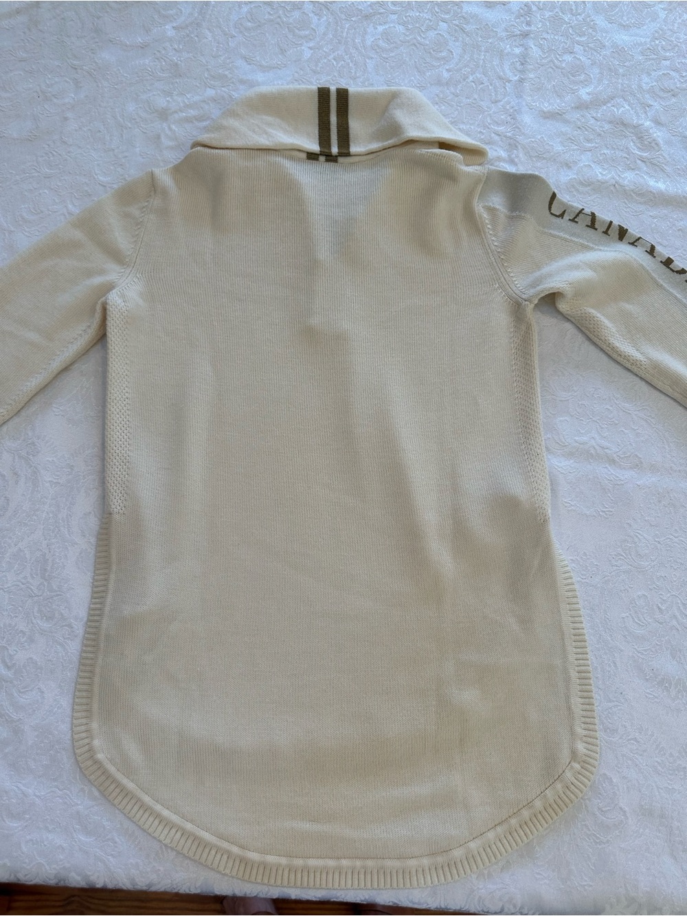 Canada Goose Cream Zip Front Hooded Sweater - Picture 8 of 13